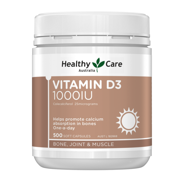 Healthy Care Vitamin D3 1000IU 500 Capsules